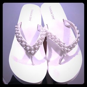 Wedding wedge flip flops
